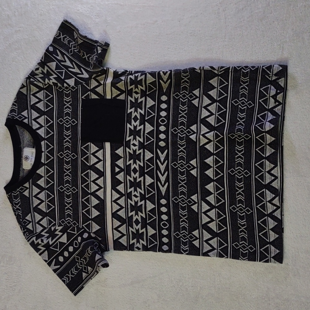 On the Byas Black and White Retro Geometric Tee Edgy